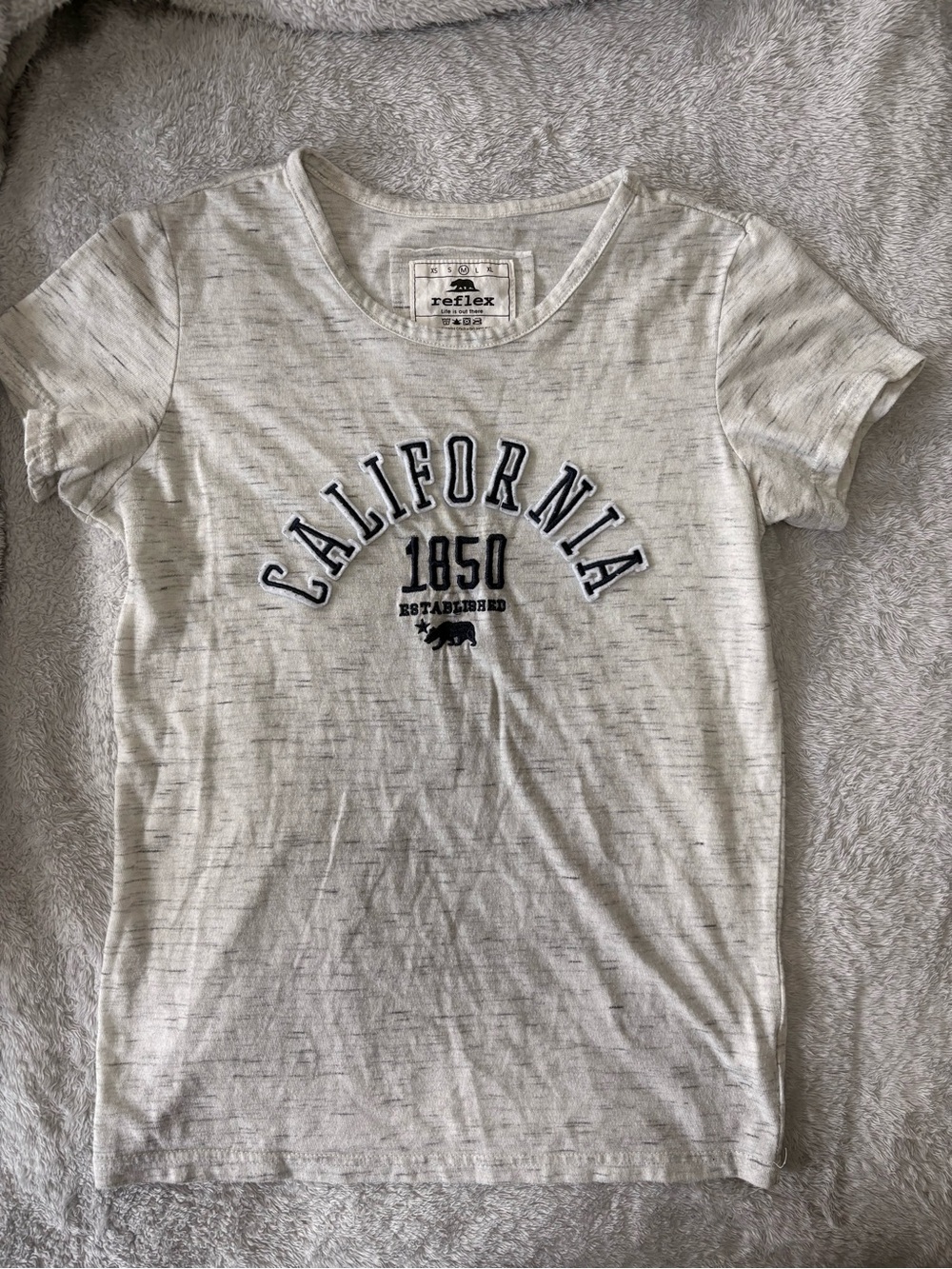Reflex Gray Crewneck California Tee with Bear Logo